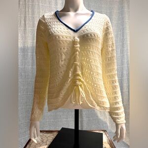 Maurices Cream V-Neck Sweater with adjustable front